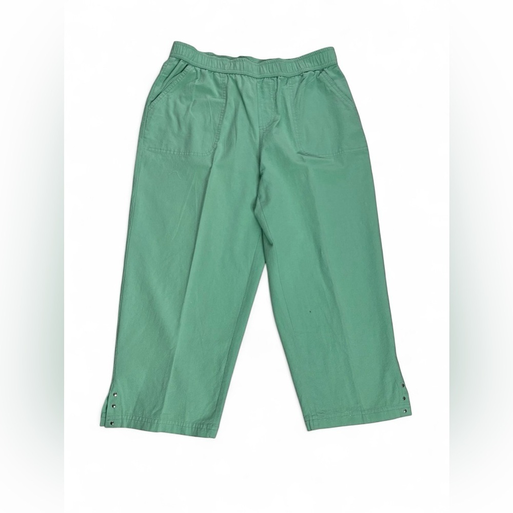Emily Daniels Green Cotton Elastic Waist Capri Pants New Without Tags S